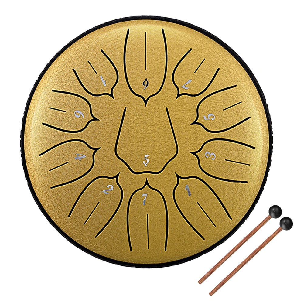 

6 inch 11-Tone Steel Tongue Drum Hand Pan Drums with Drumsticks Percussion Musical Instruments for Relaxation Yoga Practice