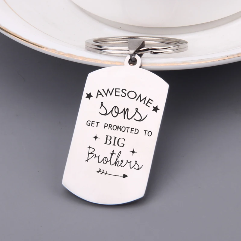 Именной буква брелок глубокая гравировка Awesome sons получить продвижение к big brothers