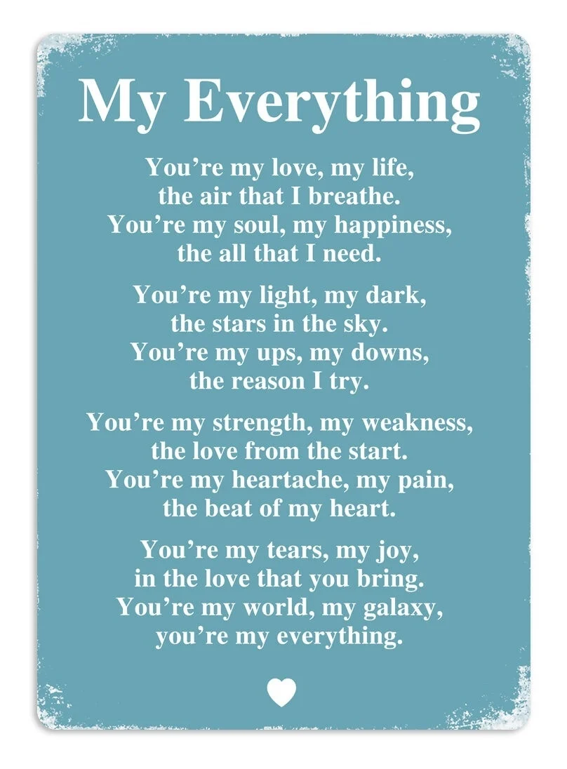 

My Everything BLUE Metal Wall Sign Plaque Art Couple Wedding Marriage Bride Love(Visit Our Store, More Products!!!)