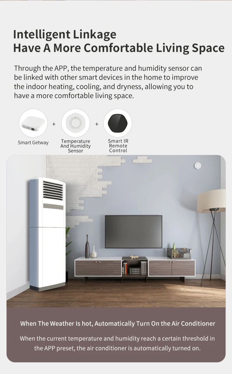 

Tuya Zigbee Smart Temperature Sensor Humidity Sensor Whole House Smart Home APP Linkage Temperature And Humidity Alarm Detector
