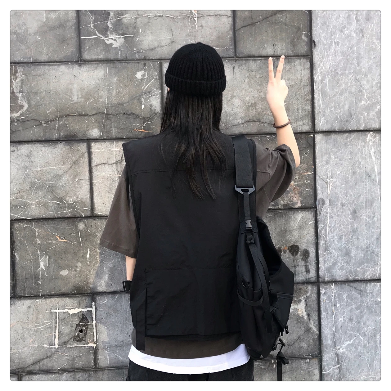 Женский тактический жилет черная уличная куртка в стиле хип-хоп с несколькими