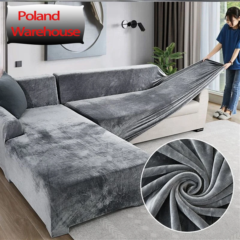 Эластичные Плюшевые Чехлы для дивана в гостиную бархатная мебель L-образной