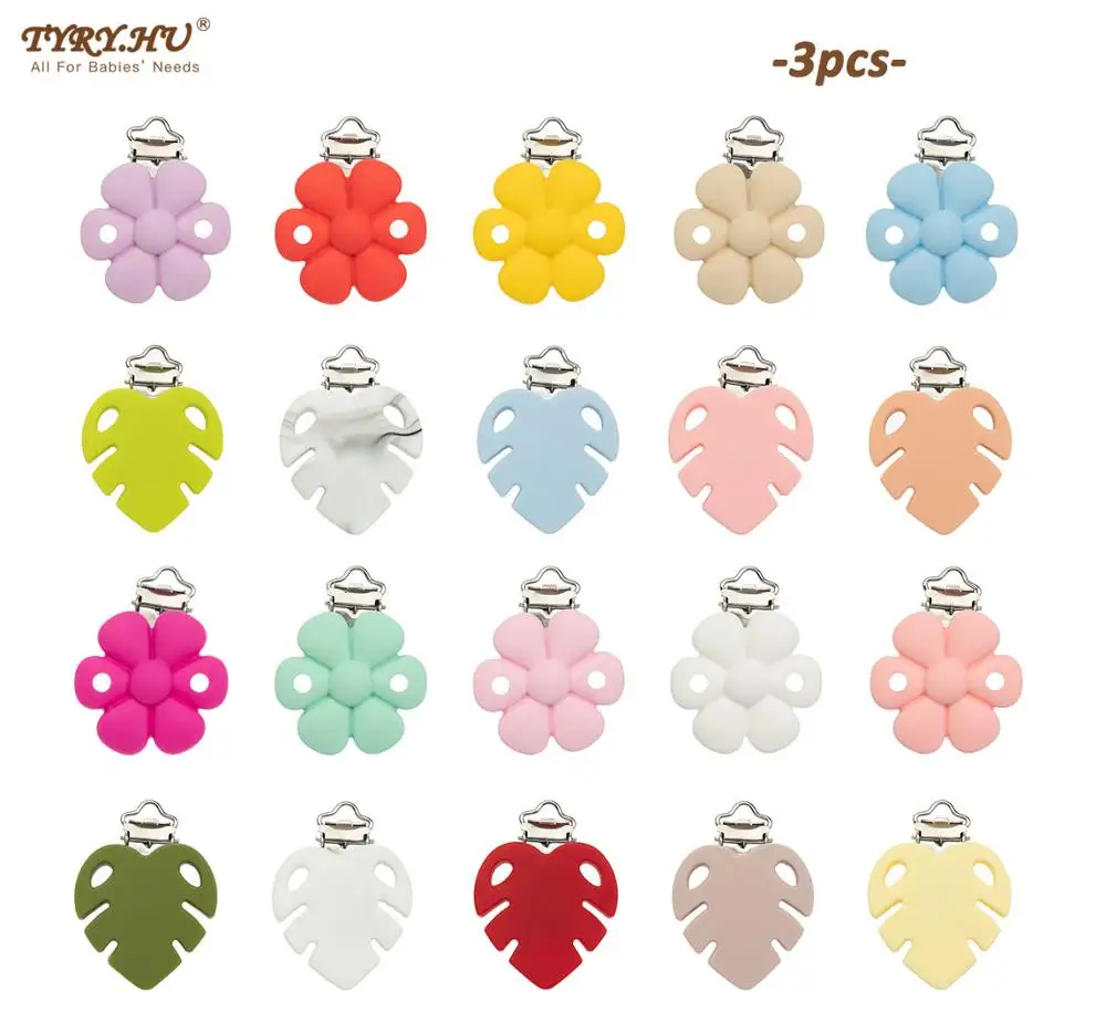 

TYRY HU 3 шт./компл. новый силиконовый зажим для соски с цветами/листьями без бисфенола А, держатель для пустышки, аксессуары для соски