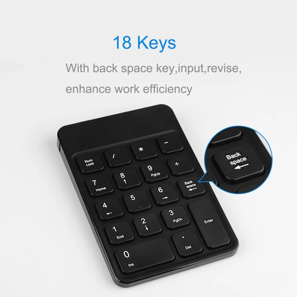 Беспроводная USB цифровая клавиатура AVATTO перезаряжаемая 2 4 ГГц 18 клавиш для