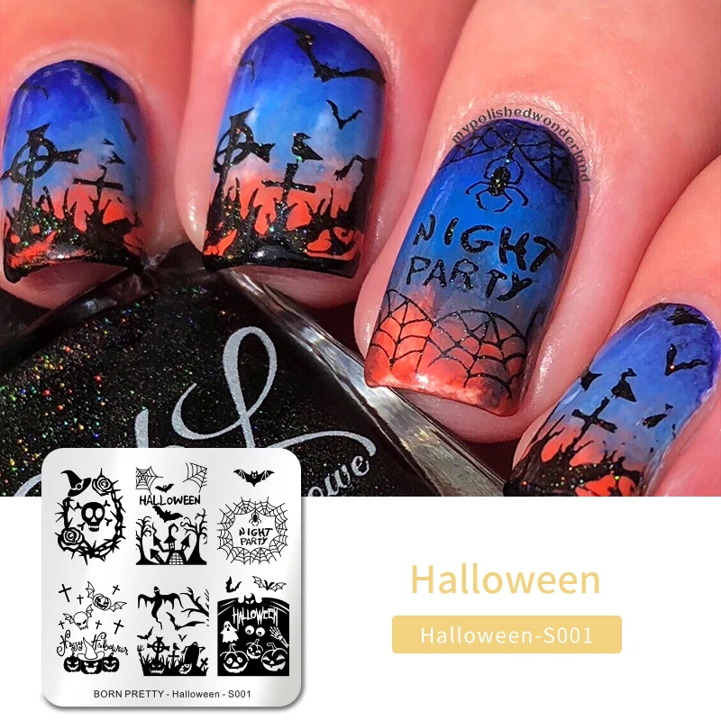 Halloween14 BORN PRETTY дизайн ногтей штамп штамповка шаблон цветок геометрии любовь DIY маникюр изображение пластины из нержавеющей стали дизайн ногтей трафарет - Цвет: Halloween14