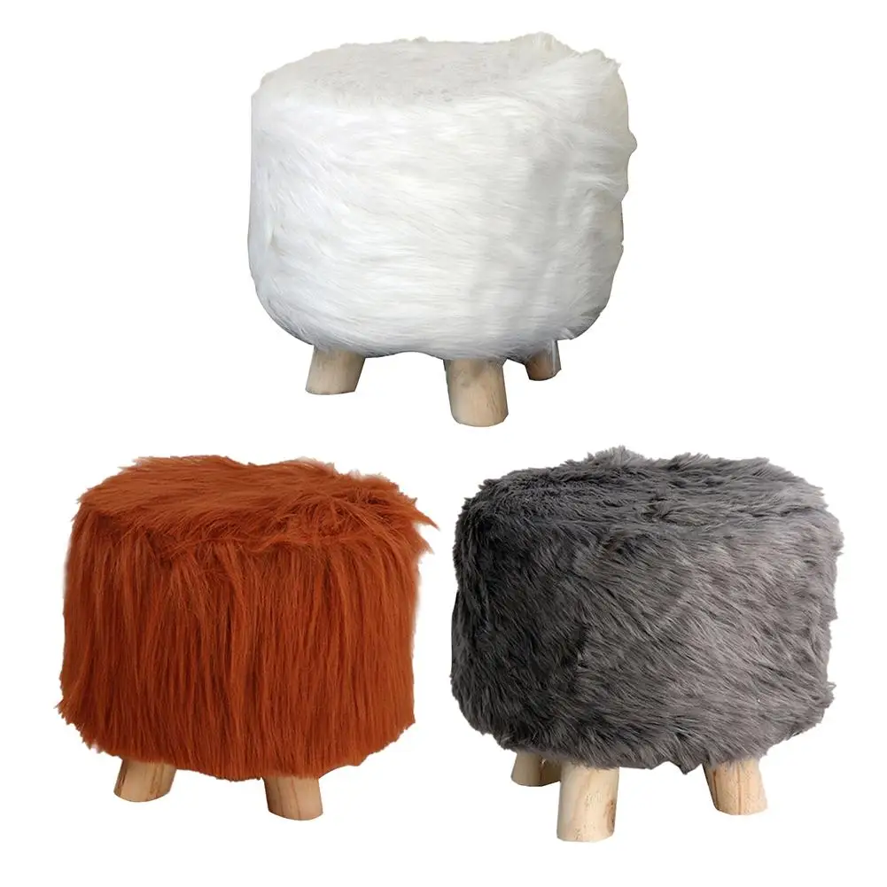 Модные пуф круглые плюшевые креативные твердые деревянные утолщенные табуреты