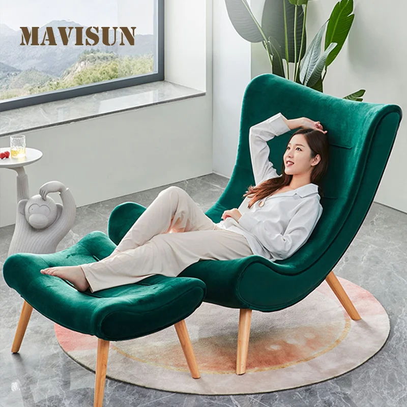 

Floor Lounge Relaxing Chair Green Nordic Modern Lazy Living Room Balcony Bedroom Leisure Armchair Minimalist Upholstered Sofa