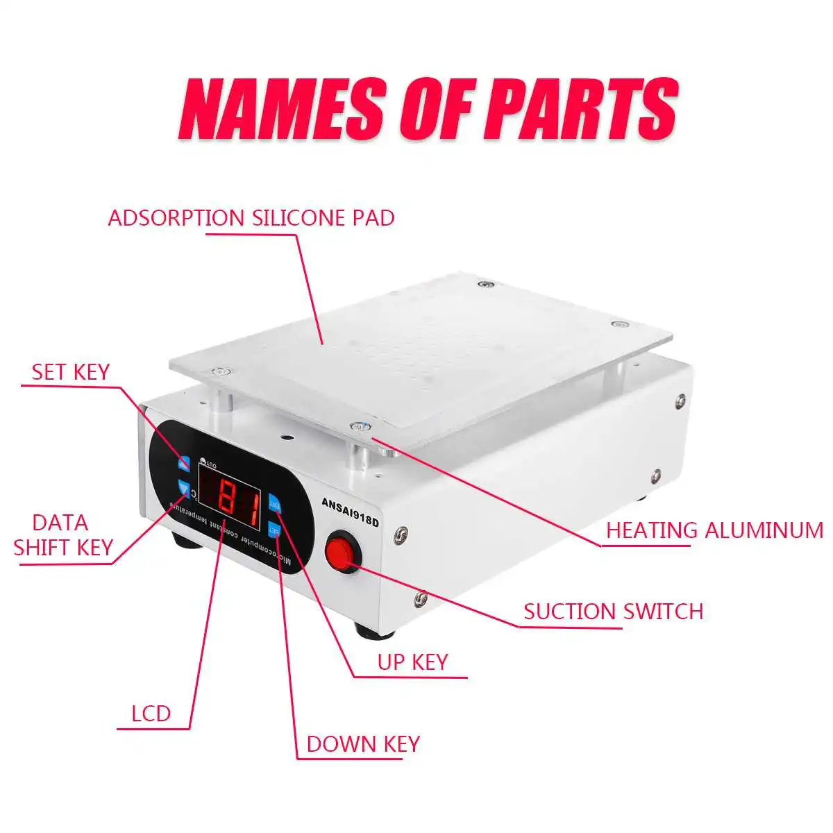 

918D Screen Separator Auto Heating Metal Phone Repair Machine Removal Glass Heating Platform Plate LCD Screen Separator 220/110V