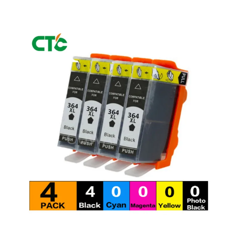 4 negro КТК 364XL 364 cartucho de tinta para Photosmart B8550 8553 C5324 5383 5380 5390 6324 6380 D5460 5468 con чип|Чернильные