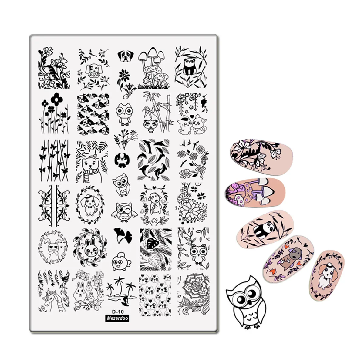 Пластины для штамповки ногтей серии животных растения кошек собак кроликов