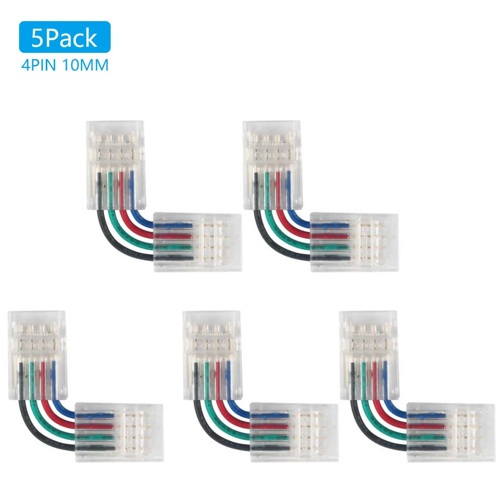 

Light Strip Light With Connector 5P Crystal Buckle 4PIN RGB Bare Board 10mm L Type Adapter (SA4P-10-L)