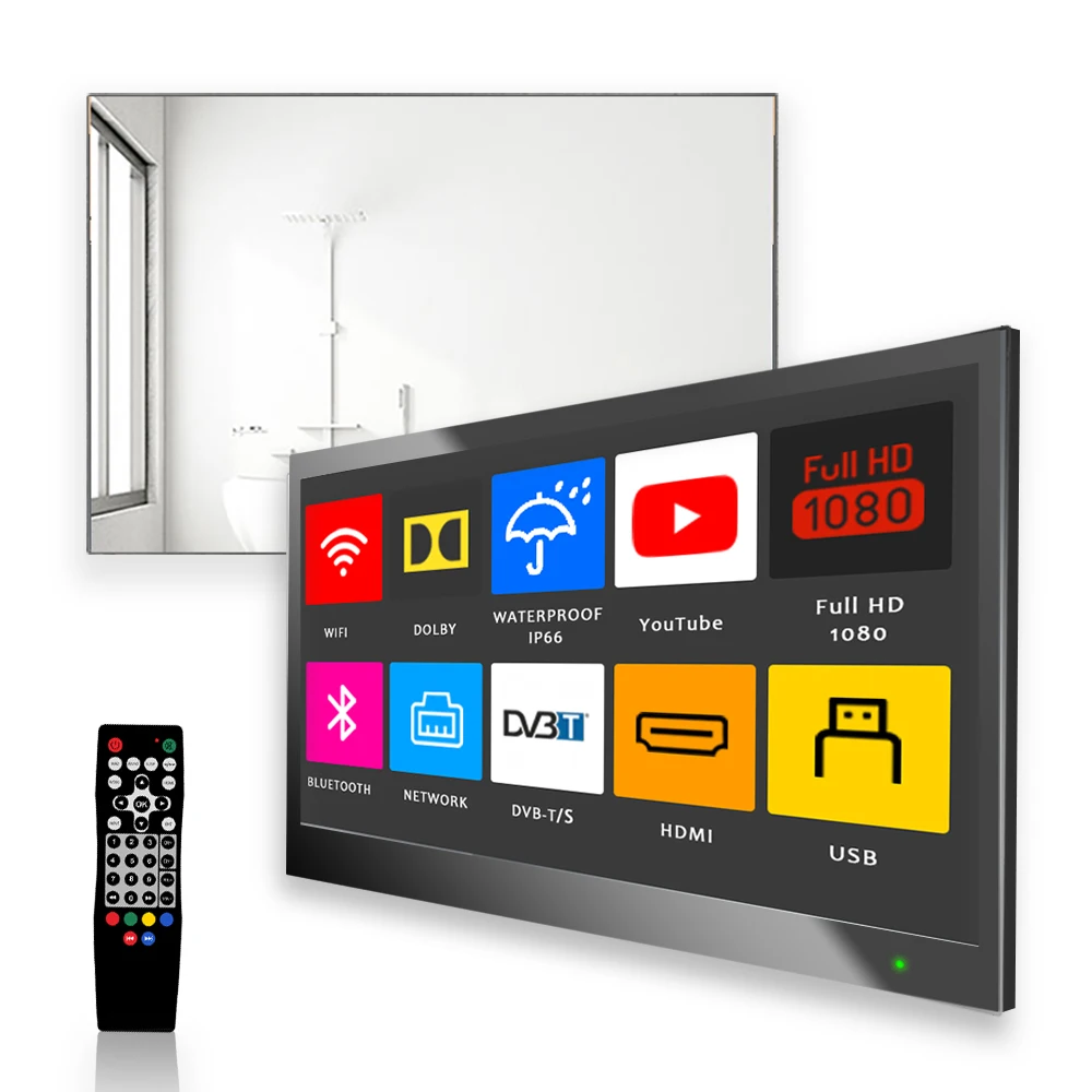 

Soulaca 22 Inch Bathroom TV Smart Mirror TV IP66 Waterproof Integrated with Wi-Fi and Bluetooth (2021 Model)