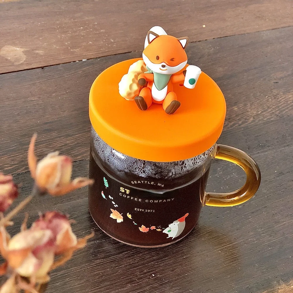 

Стакан Звездный папа с логотипом Осенняя Милая лисица стеклянная лисица чашка с силиконовой крышкой стакан для воды Высококачественная ко...