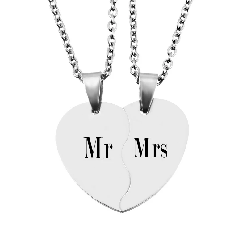 2 шт. резные ожерелья и подвески из нержавеющей стали с буквами полусердечком