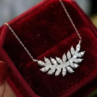 huitan fashion leaves shaped necklace for women silver color chic girl accessories crystal leaf necklace party statement jewelry