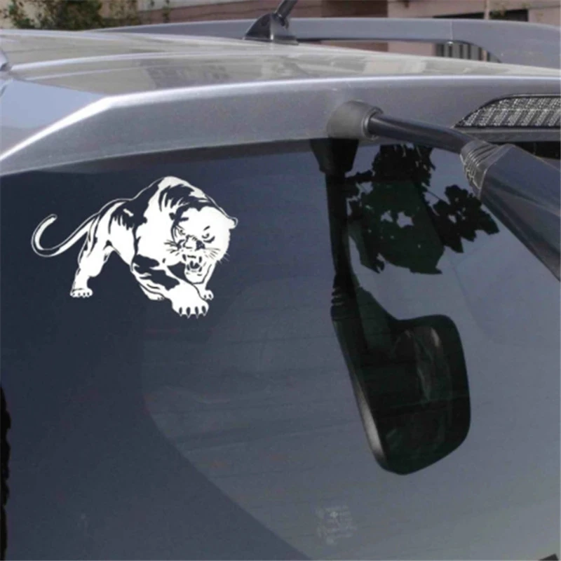 

19.5*13.6 cm Hot Wild Leopard Hunting Car Sticker 3D Funny Sticker Rear Window Car Door Personalized Sticker Vinyl Car Modeling