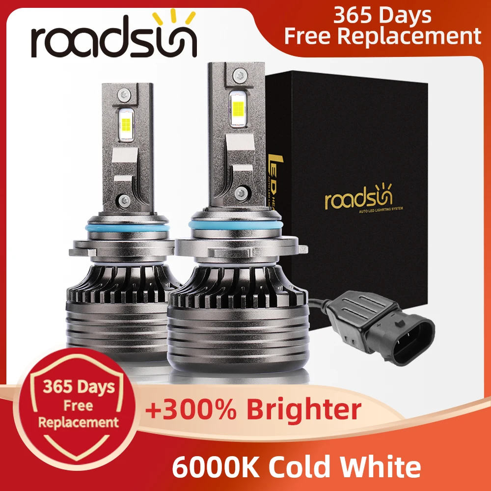 

roadsun 2Pcs Lamps H7 LED H11 H9 H8 9005 HB3 9006 HB4 led Car Bulbs 6000K Fog Lights Replace Auto Headlight Kit 12V 24V 14000LM