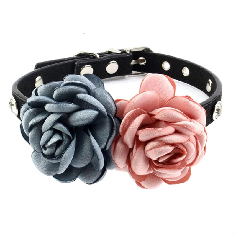 Ошейник для собак и кошек ювелирные изделия стразы розы цветок ошейник маленьких