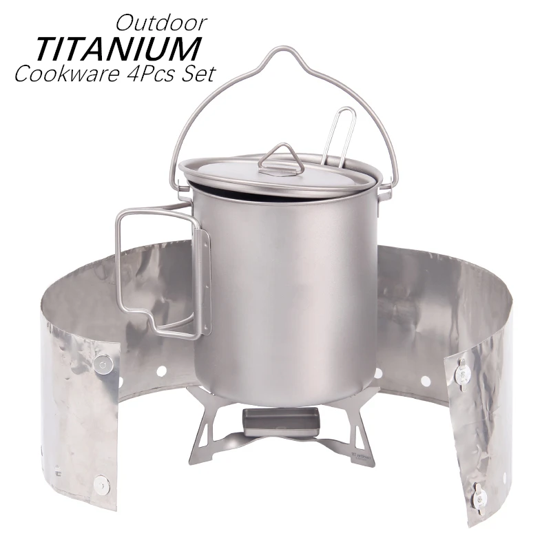 Портативная посуда из чистого титана для кемпинга пикника подвесная и вилка