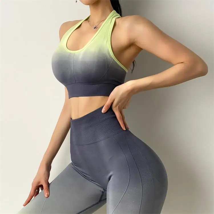 2Pcs Seamless Yoga Set  Gym Fitness Clothing Women Yoga Suit Sportswear Female Workout Leggings Yoga Top Sport Clothes Training