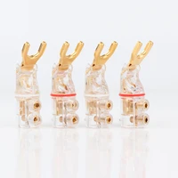 4pcs sy1523 pure copper gold plated hifi audio y spade plug speaker terminal connector
