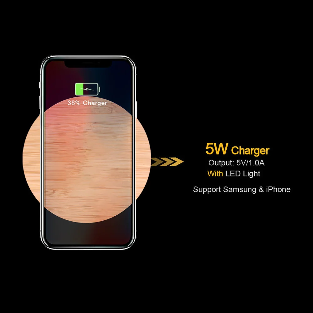 Kebidu деревянный Универсальный 5 Вт беспроводной зарядный коврик для Samsung S8 S9