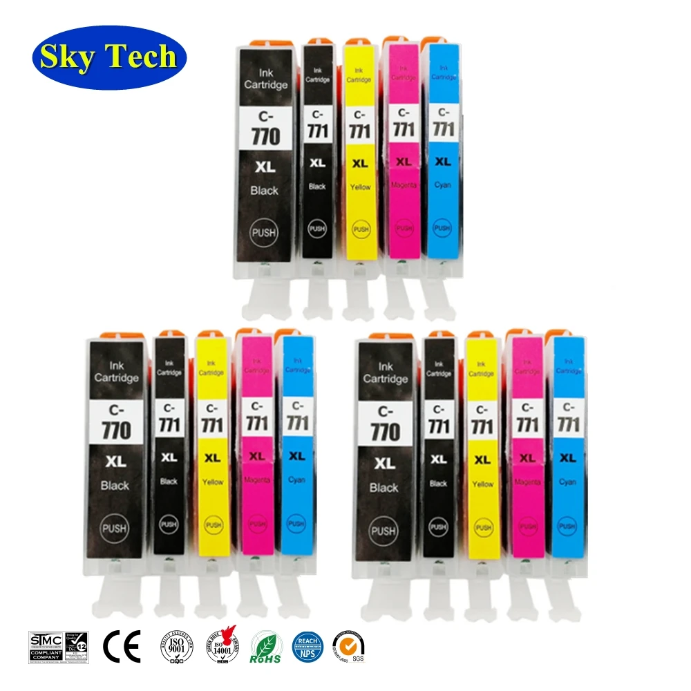 Совместимые картриджи с чернилами для Canon PGI770 CLI771 PGI-770 Pixma MG5770/MG6870/MG7770/TS5070/TS6070/TS8070 и