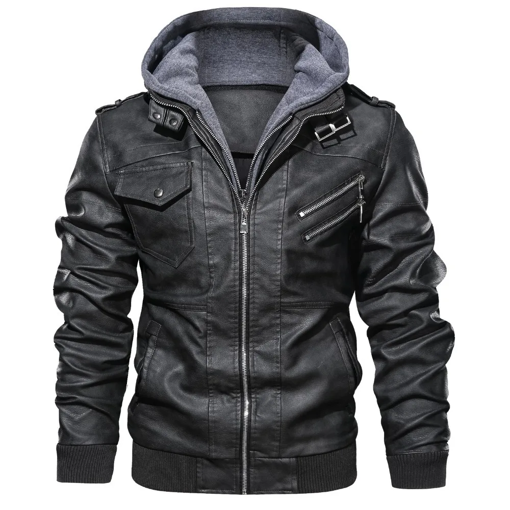 Veste cuir homme кожаные куртки мужские осенние зимние повседневные пальто с капюшоном мужские мотоциклетные байкерские кожаные куртки 4XL Jaqueta Couro