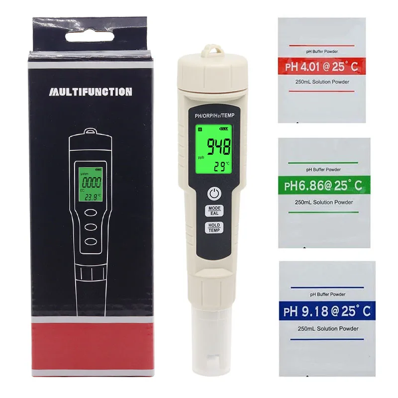 Цифровой измеритель качества воды тестер 4 в 1 H2/PH/ORP/TEMP для бассейнов питьевой