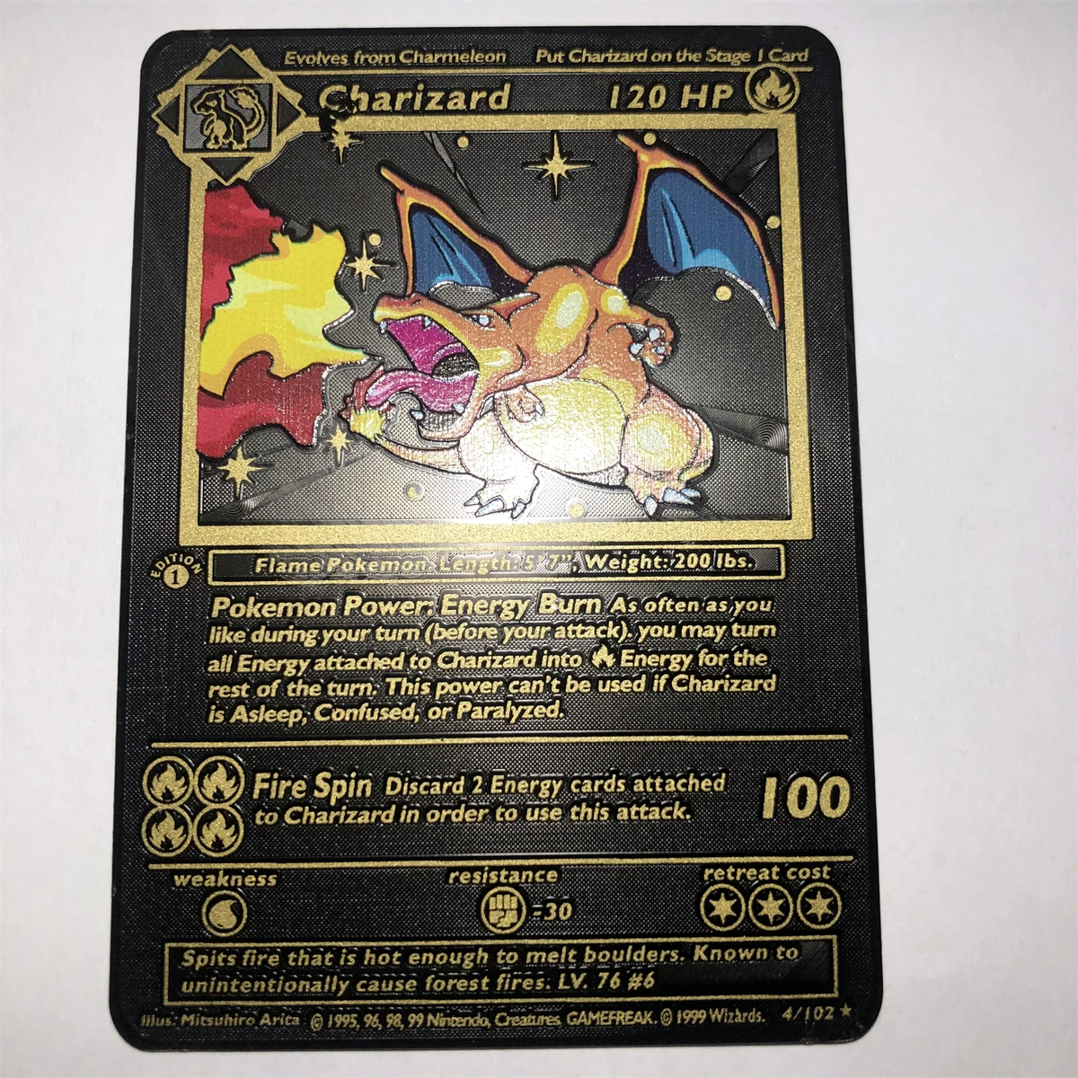 Покемон металлические карты первая Charizard blastise Venusaur Machamp Gyarados Боевая карта игра