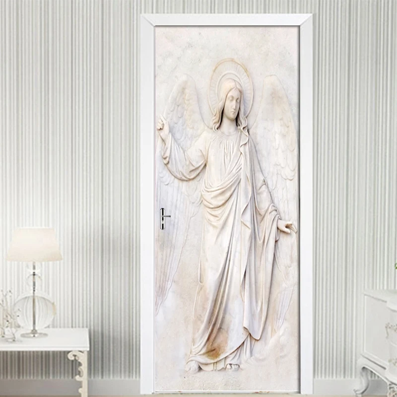 

Removable Door Stickers 3D Stereo Mythical European Angel Waterproof Living Room Bedroom Door 3D Decal PVC Self Adhesive Sticker