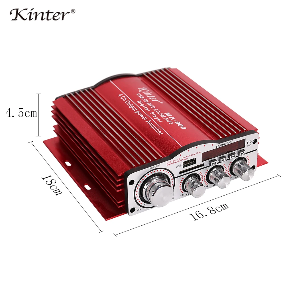Kinter MA-900 Bluetooth усилитель аудио 4 канала Стерео Усилители звука с поддержкой USB, SD карт памяти, MP3 FM радио поставить DC12V 5A Мощность адаптер