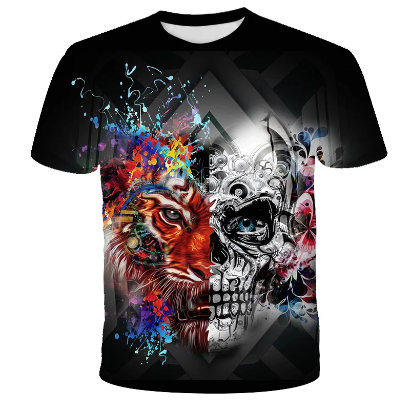 

Boys and girls pirate skull 3D printing short-sleeved T-shirt summer fashion casual streetwear