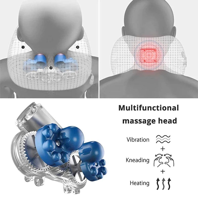 

Electric Neck Massager U Shaped Pillow Multifunctional Portable Shoulder Cervical Massager Kneading Heating Neck Support Pillow