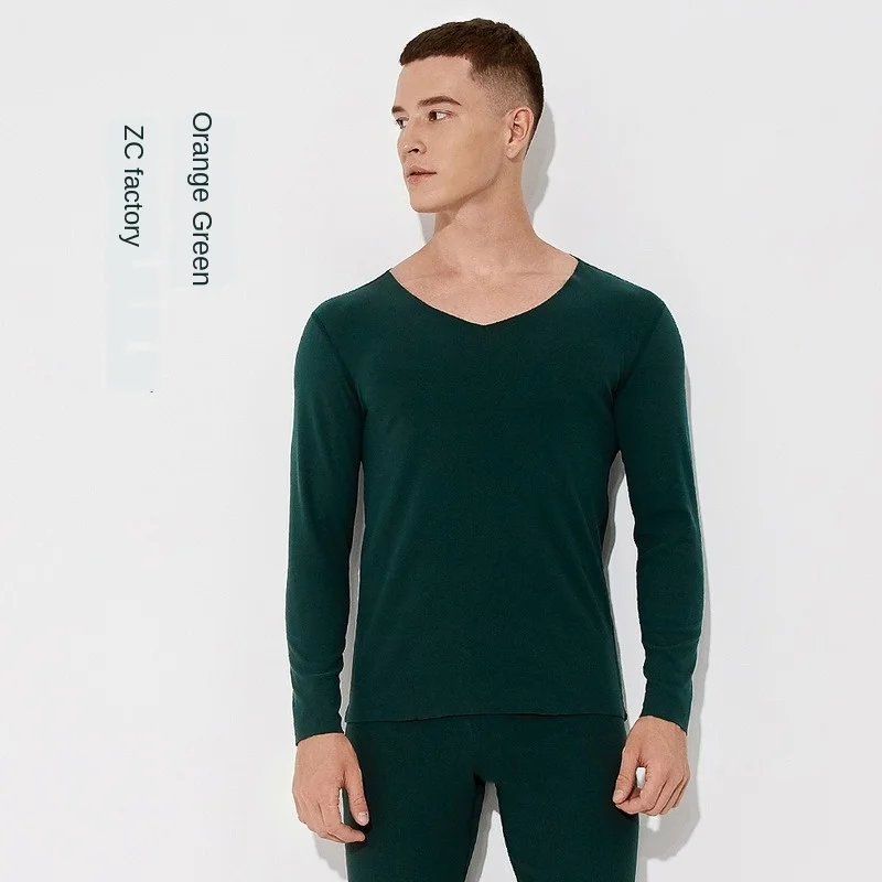 

V-neck Youth Men's Seamless Cold-proof Thermal Underwear Suit Thin Section Sanding Comfortable Bottoming Qiuyi Long Trousers