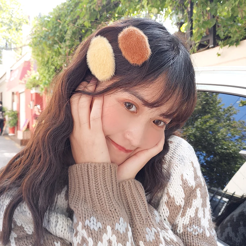 AOMU новые осенние зимние плюшевые норковые заколки для волос конфетного цвета из искусственного меха геометрические заколки для волос аксессуары для женщин