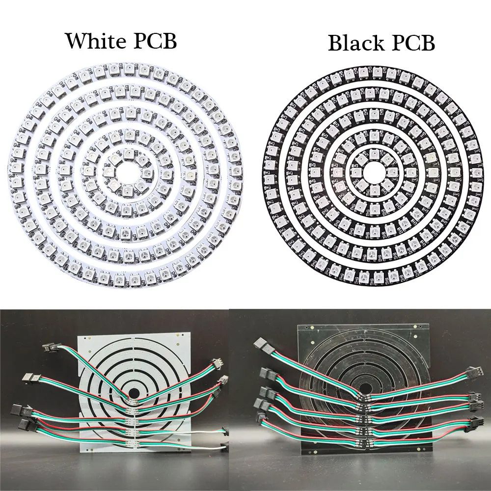 DC 5 В WS2812B RGB Полноцветный круглый СВЕТОДИОДНЫЙ круг 8/16/24/35/45 светодиодов