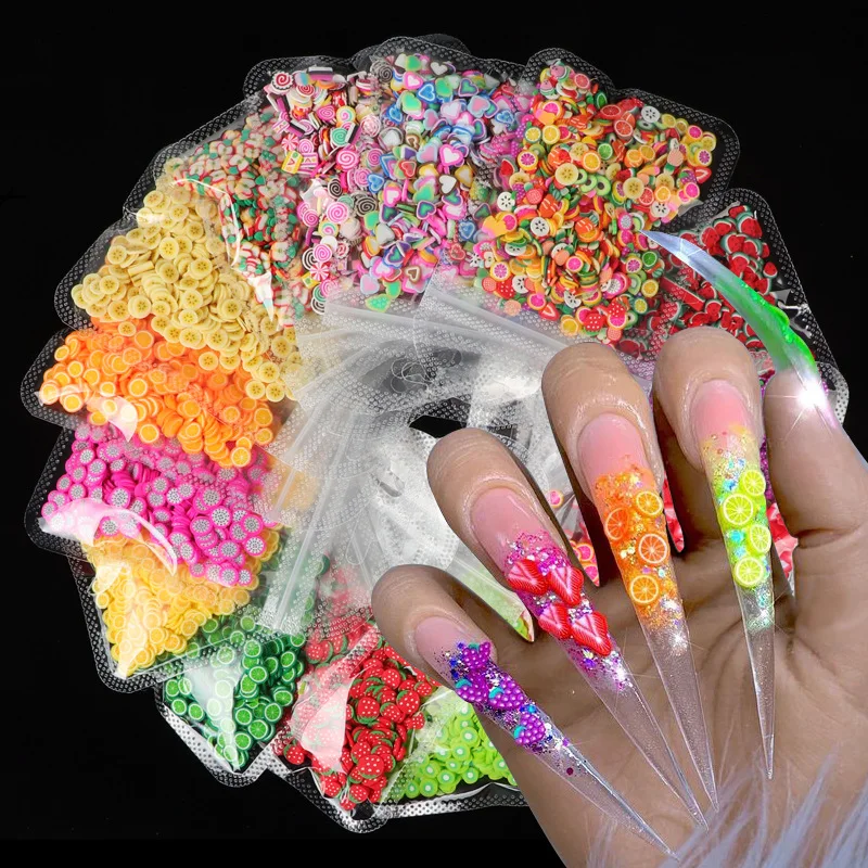

10g/Bag 3D Colorful Tiny Fruit slices Sequins for Nails DIY Design Acrylic Beauty Polymer Clay Nail Art Accessories