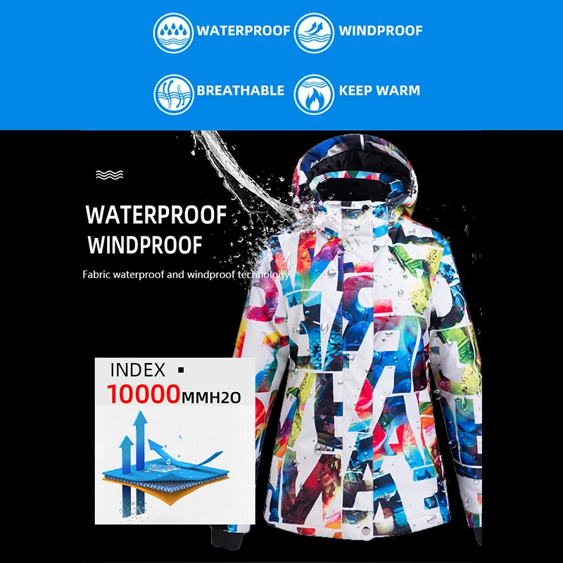 Зимняя Лыжная куртка женское водонепроницаемое ветрозащитное пальто для