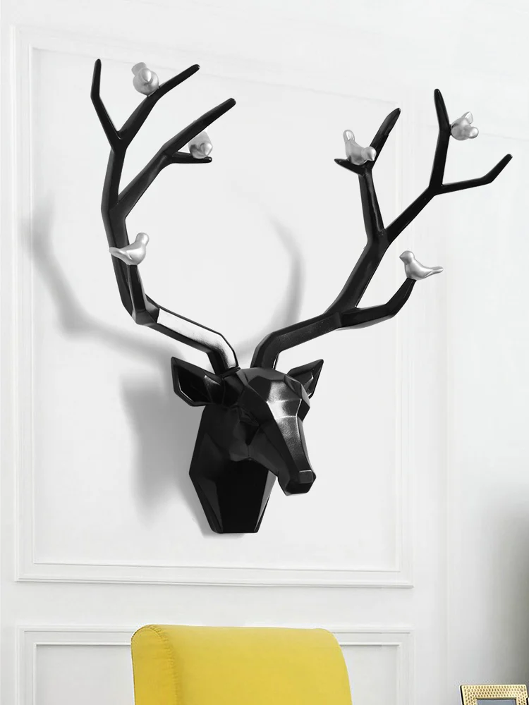 

[HHT] Nordic Light Luxury Geometric Deer Head Wall Hanging Ornaments Mural Living Room Porch Bedroom Background Wall Decoration