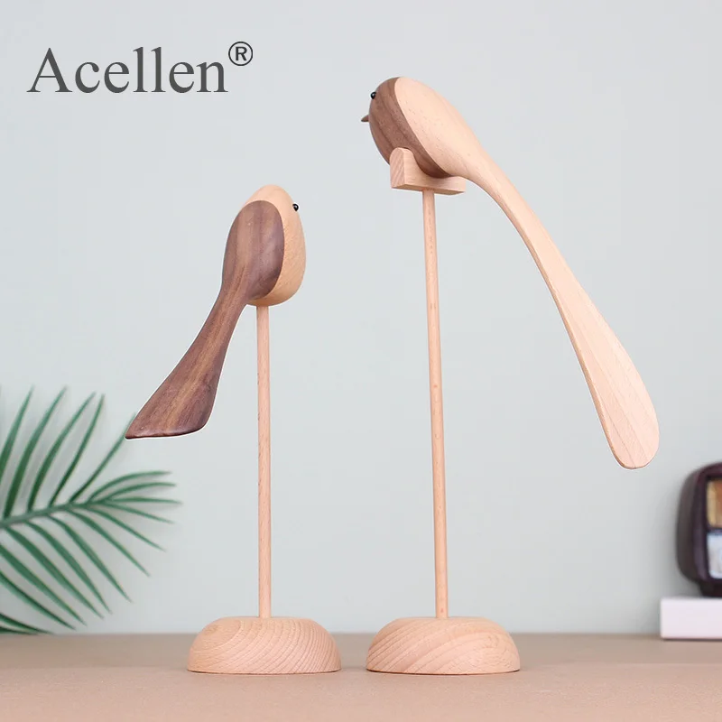 Скандинавская фигурка птицы с длинным хвостом деревянные скульптуры стол
