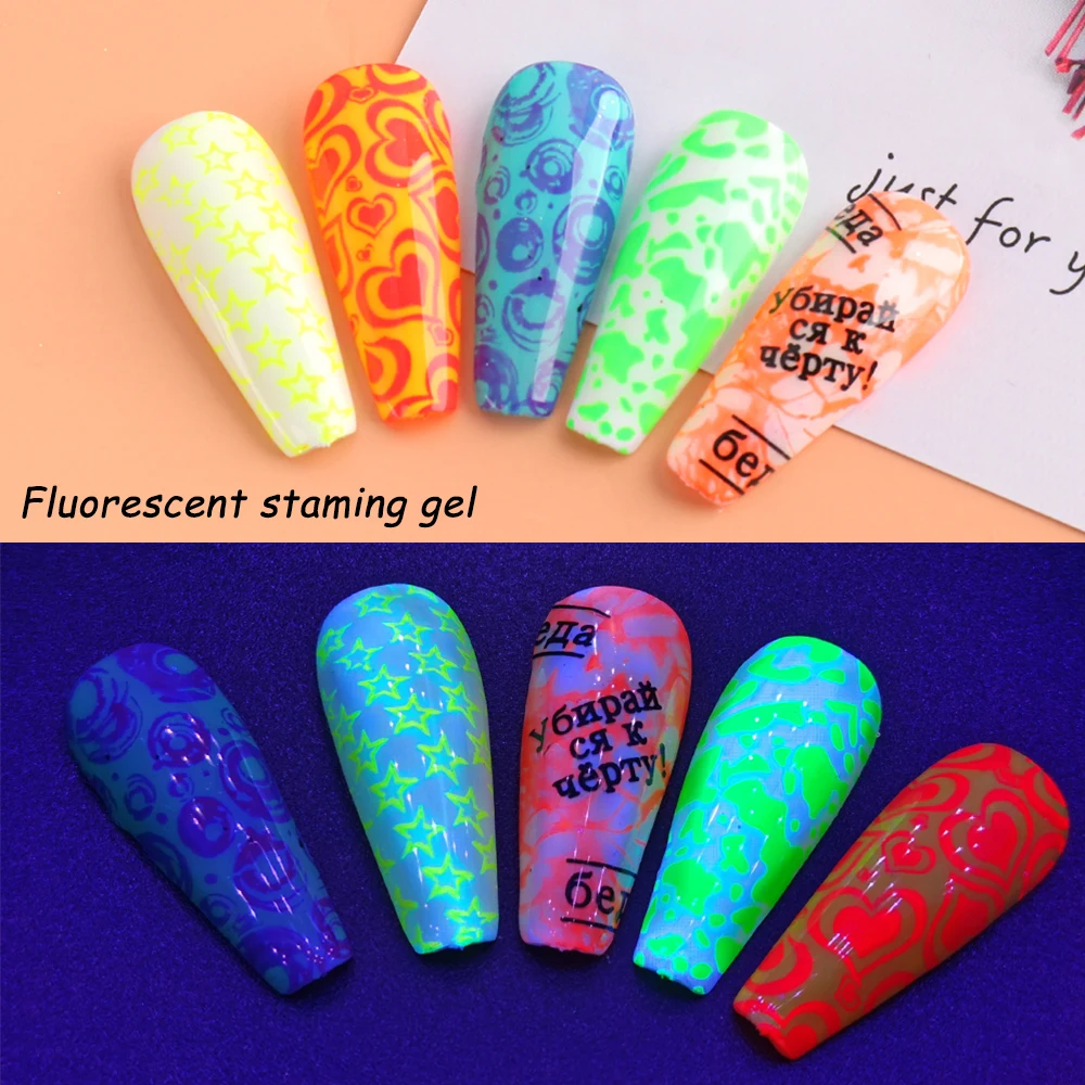 8 мл неоновый гель краска для стемпинга набор флуоресцентных розовый золотой