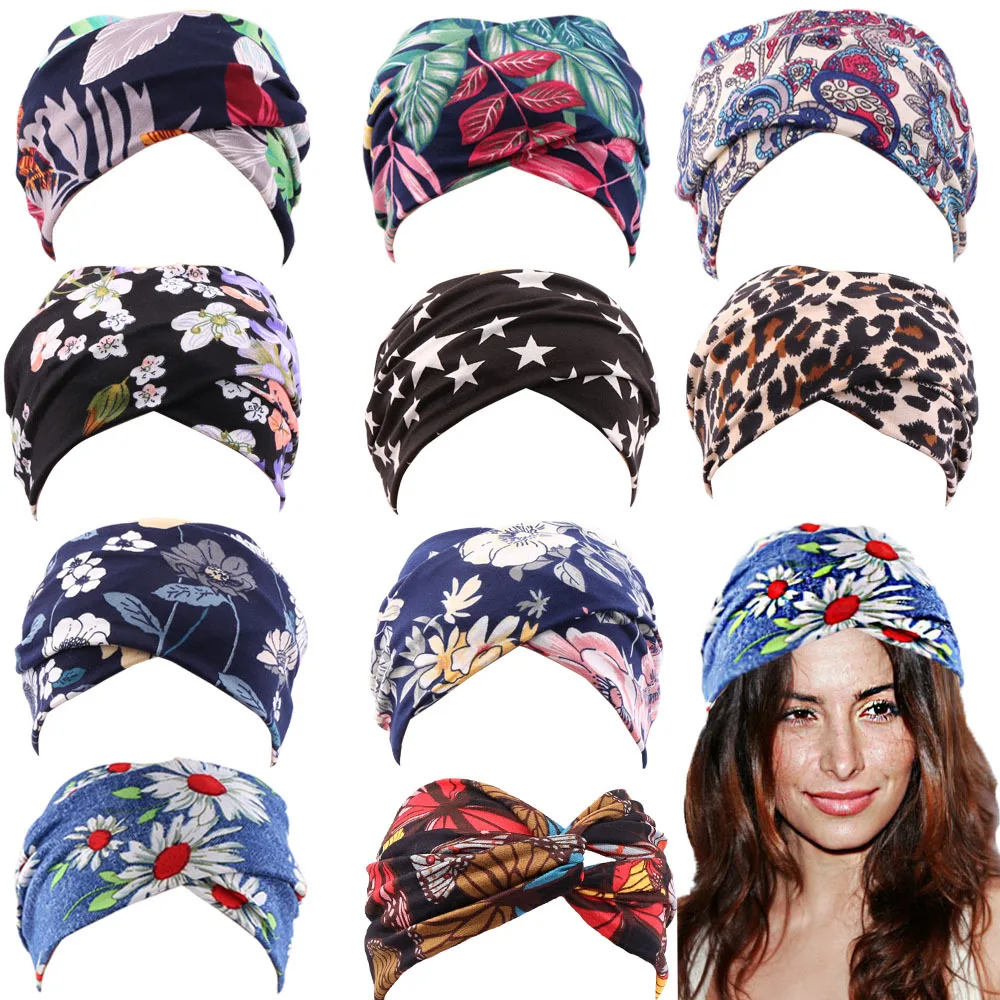 

Women Print Bandage Headband Elastic Head Bands Sports Yoga Bandanas Turban Wrap Hairband Running Headwear Hair Accessories