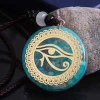 orgone blue natural stone pendent necklace horus eye all seeing eyes devils eye orgonite energy necklaces amulet jewelry