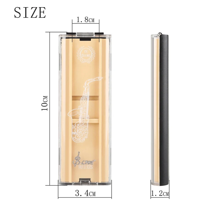 

Hot Sale Musical Instrument Accessories Transparent Sax Reed Protection Box Reed Box (Can Hold Two Reeds)