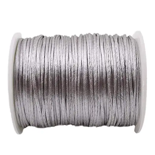 Grey Rope 1 шт. атласная шелковая веревка, нейлоновый шнур, цветной 1 мм, 80 м, детский прорезыватель, аксессуары для прорезывания зубов, ожерелье, трещотка, шнур, инструмент «сделай сам» - Цвет: Grey Rope