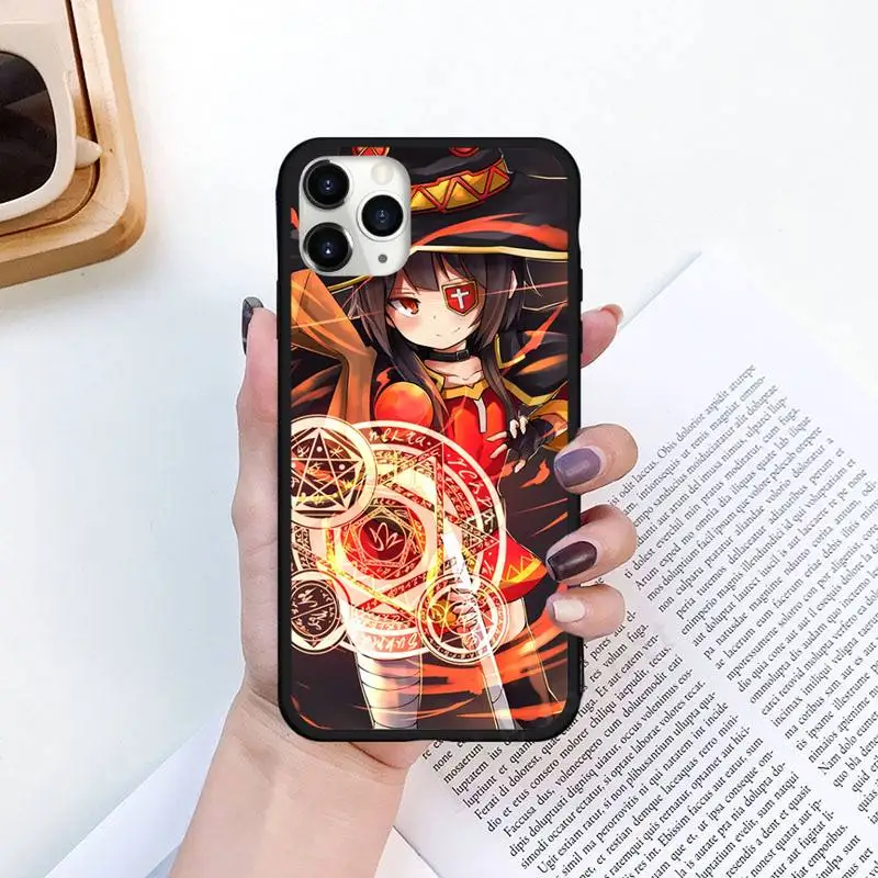 

Konosuba Megumin Japan anime Phone Case for iPhone 11 12 pro XS MAX 8 7 6 6S Plus X 5S SE 2020 XR Luxury brand shell funda coque