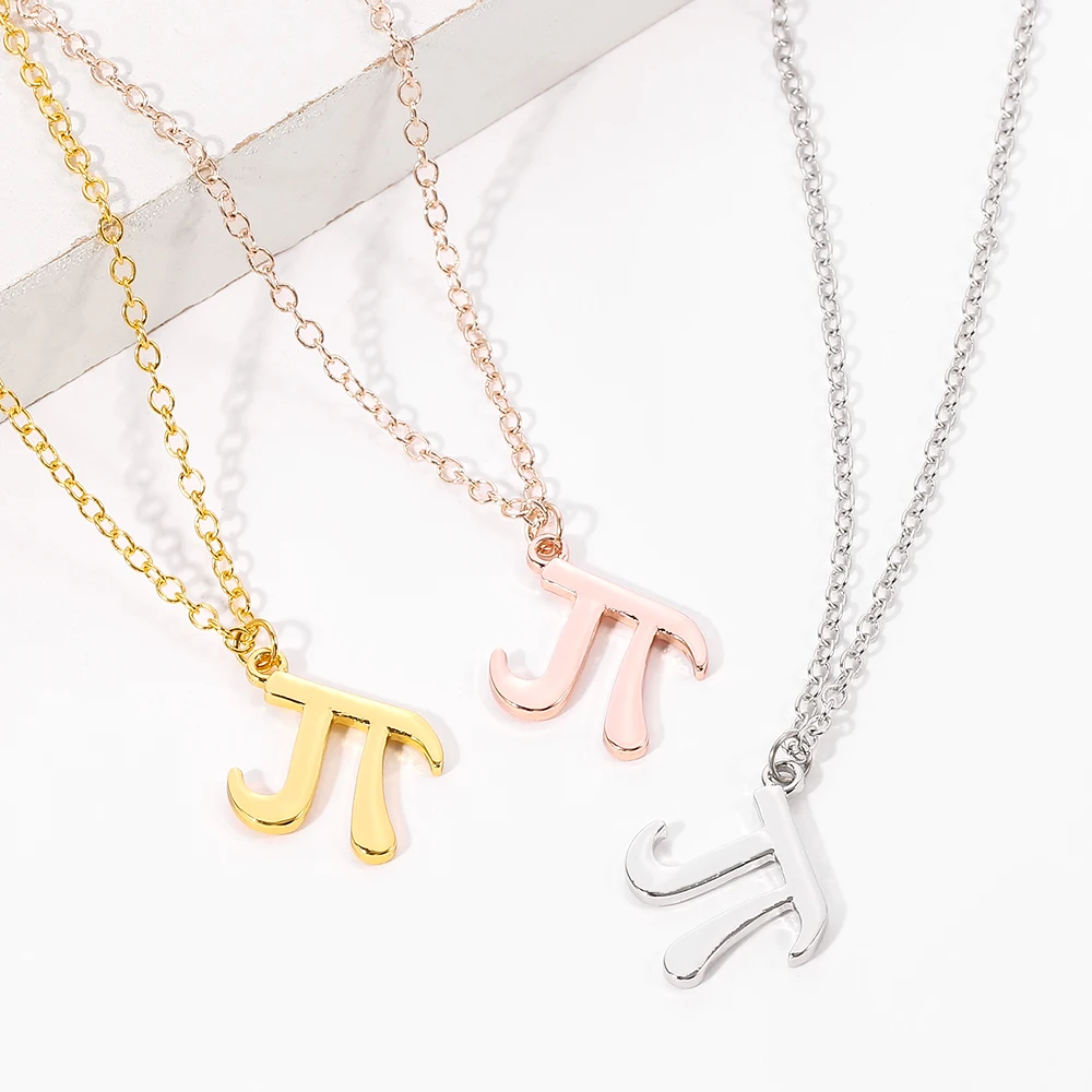 Математический символ ожерелье с числом Пи Шарм розовое золото серебряный цвет