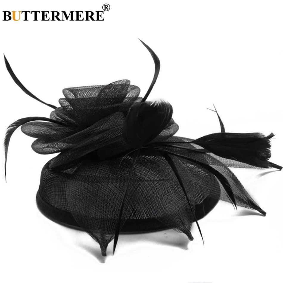 BUTTERMERE льняные федоры шляпы женские Темно Синие Свадебные элегантные вуалетки с