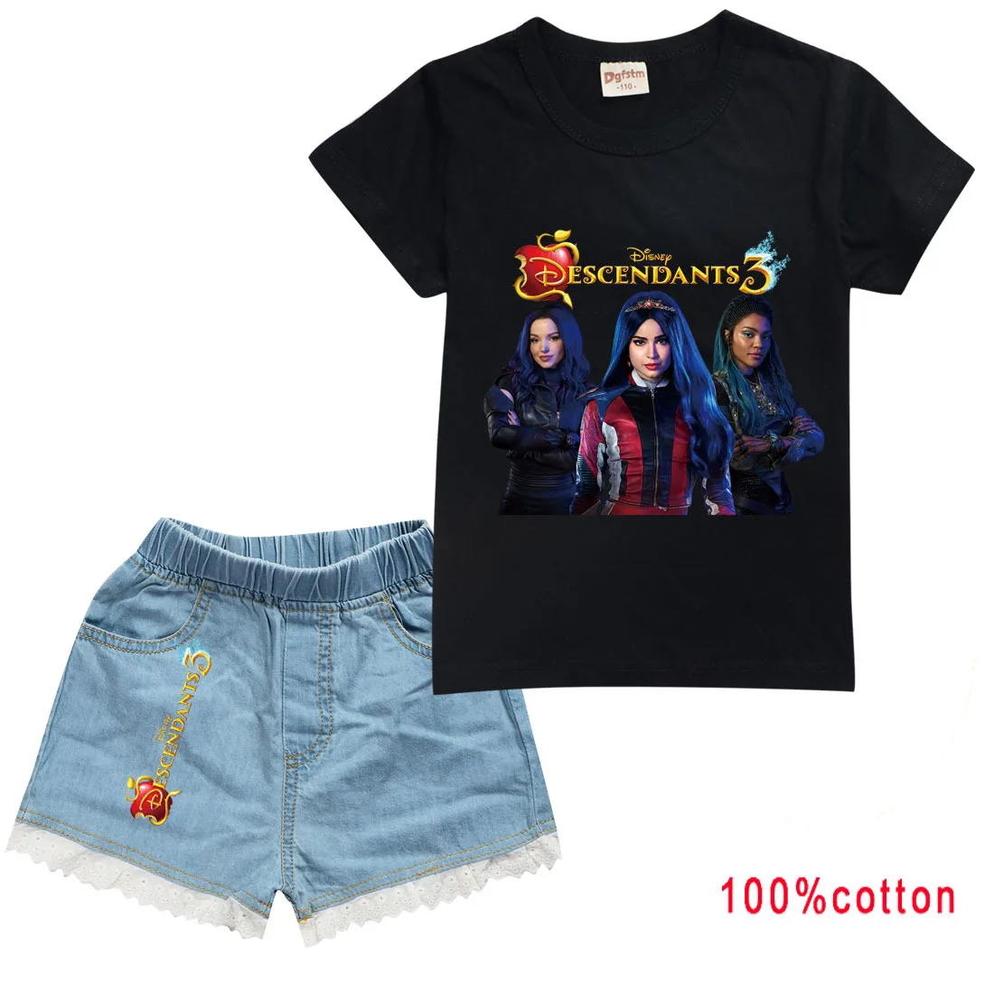 Новые хлопковые комплекты одежды для девочек летняя футболка и шорты детская